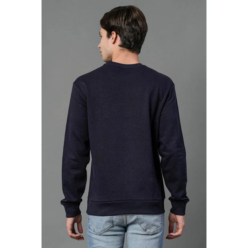 Men's Navy Blue Graphic Print Sweatshirt - Image 3