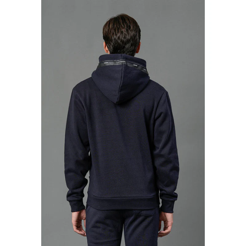 Men's Navy Blue Solid Hoodie - Image 3