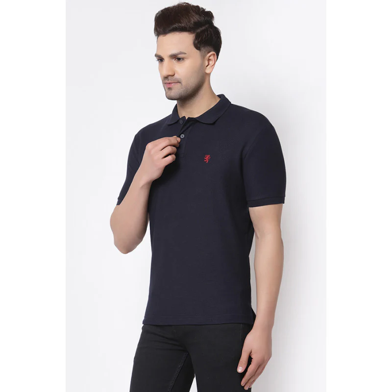 Men Navy Collared T-Shirt - Image 2