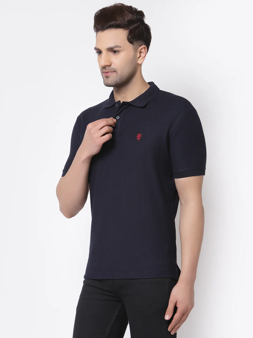 Men Navy Collared T-Shirt - Image 3