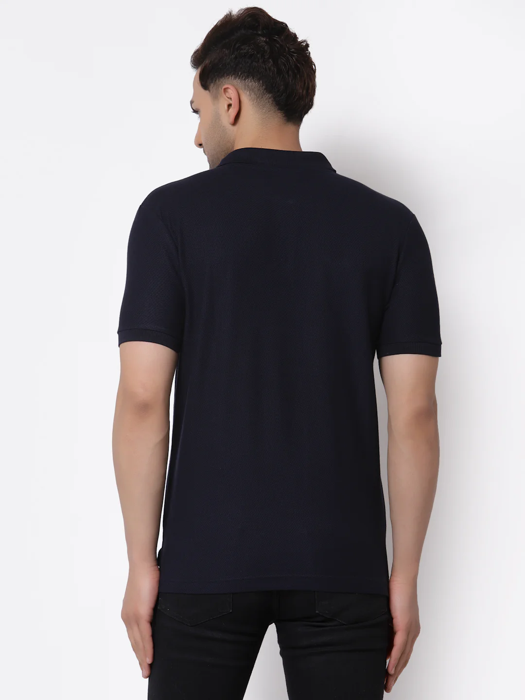 Men Navy Collared T-Shirt - Image 4