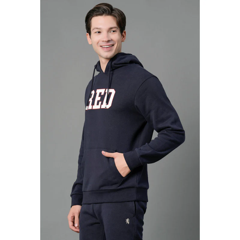 Men's Navy Graphic Print Hoodie - Image 2