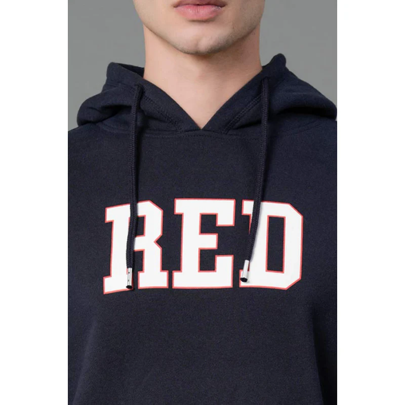 Men's Navy Graphic Print Hoodie - Image 4