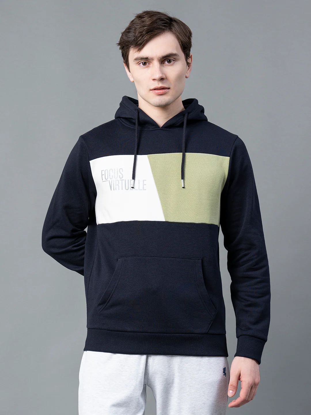 Men's Navy Graphic Print Hoodie - Image 2