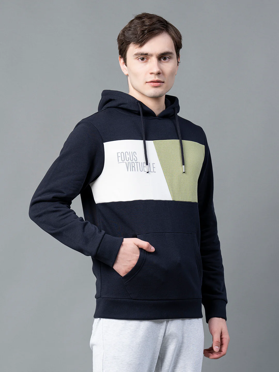 Men's Navy Graphic Print Hoodie - Image 3