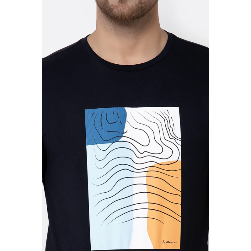 Men Navy Printed T-Shirt - Image 5