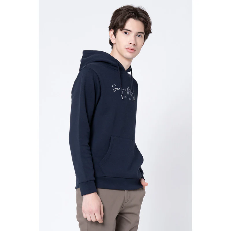 Men's Navy Printed Hoodie - Image 2