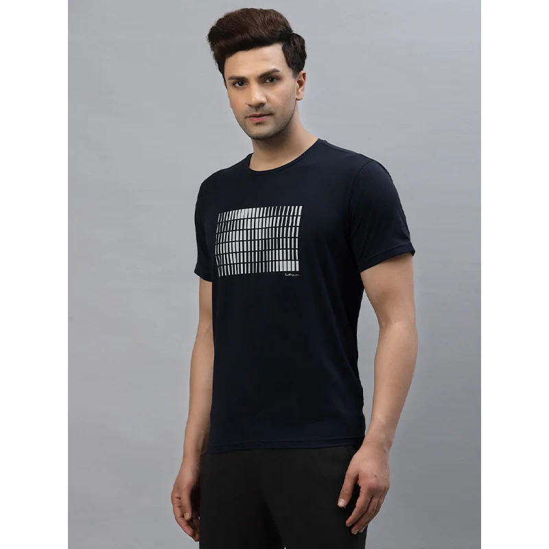 Men Navy Round Neck Activewear T-Shirt - Image 2