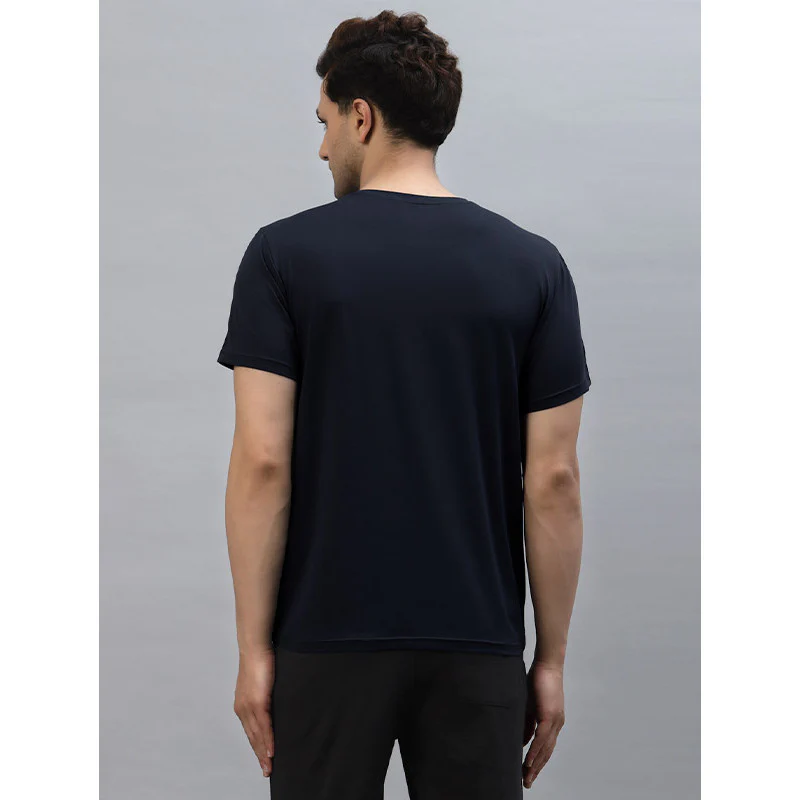 Men Navy Round Neck Activewear T-Shirt - Image 3
