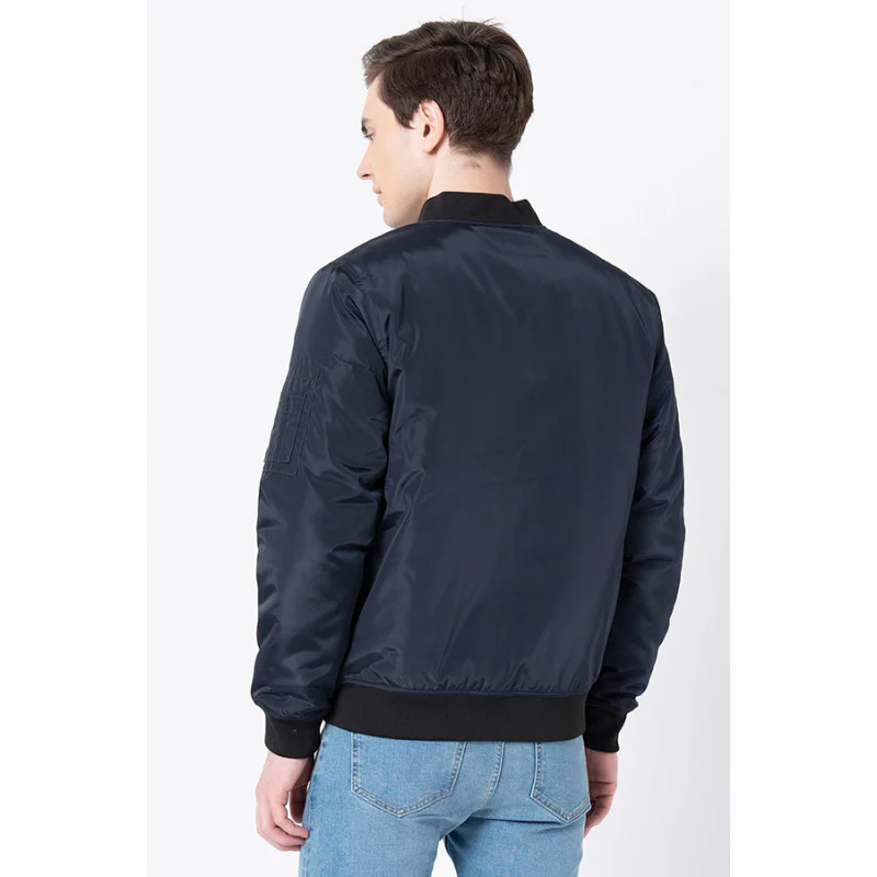 Men's Navy Solid Jacket - Image 3