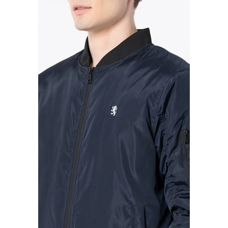 Men's Navy Solid Jacket - Image 4