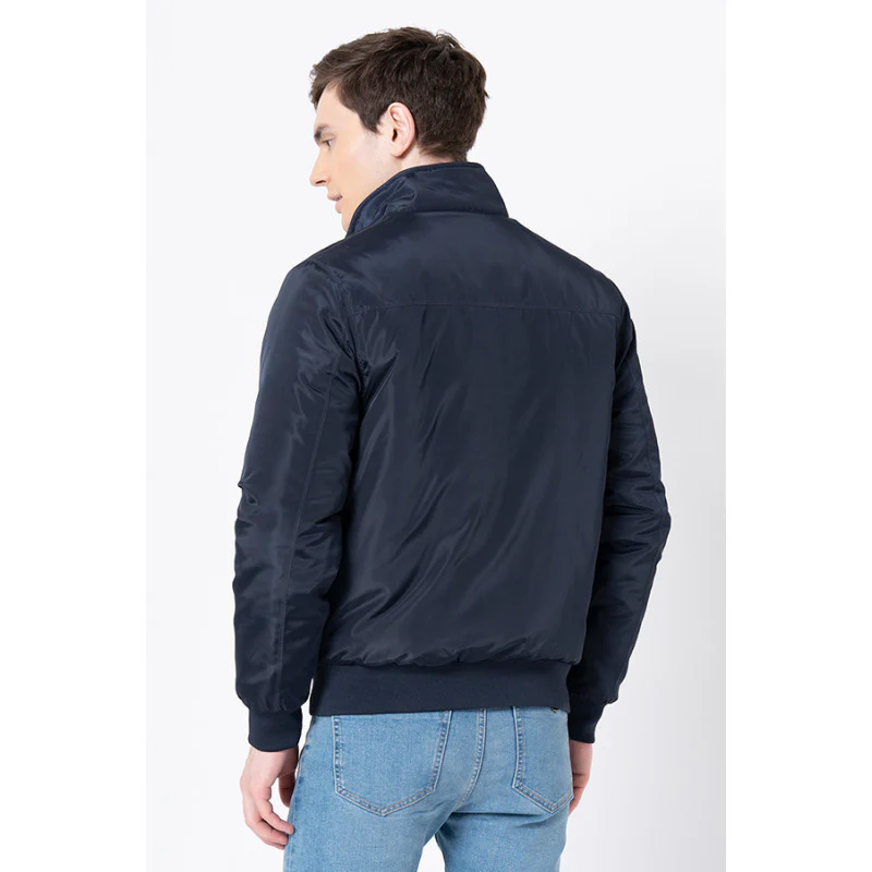 Men's Navy Solid Jacket - Image 3