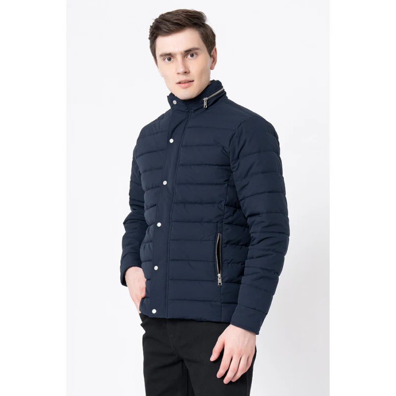 Men's Navy Solid Jacket - Image 2