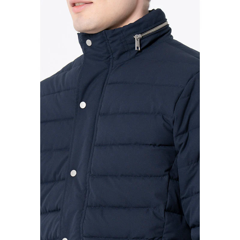 Men's Navy Solid Jacket - Image 4