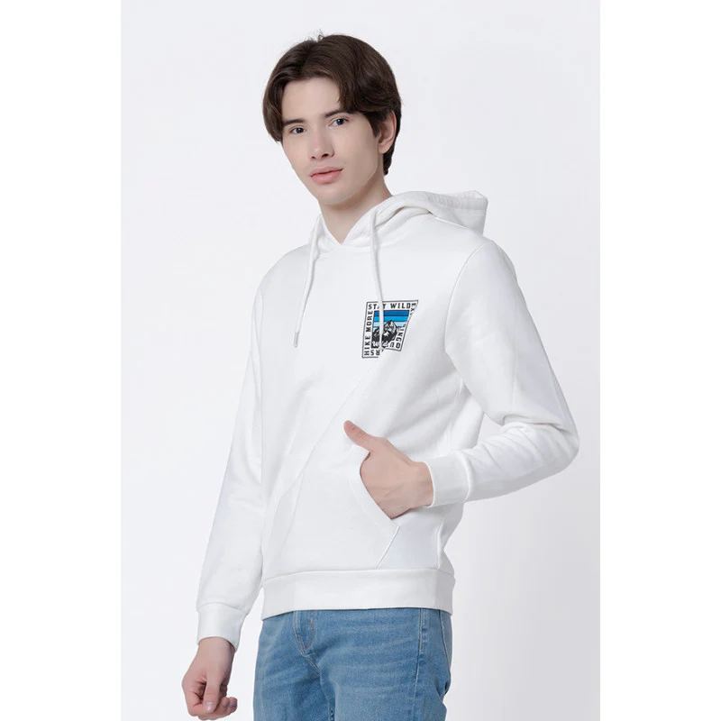 Men's Off White Graphic Print Hoodie - Image 2