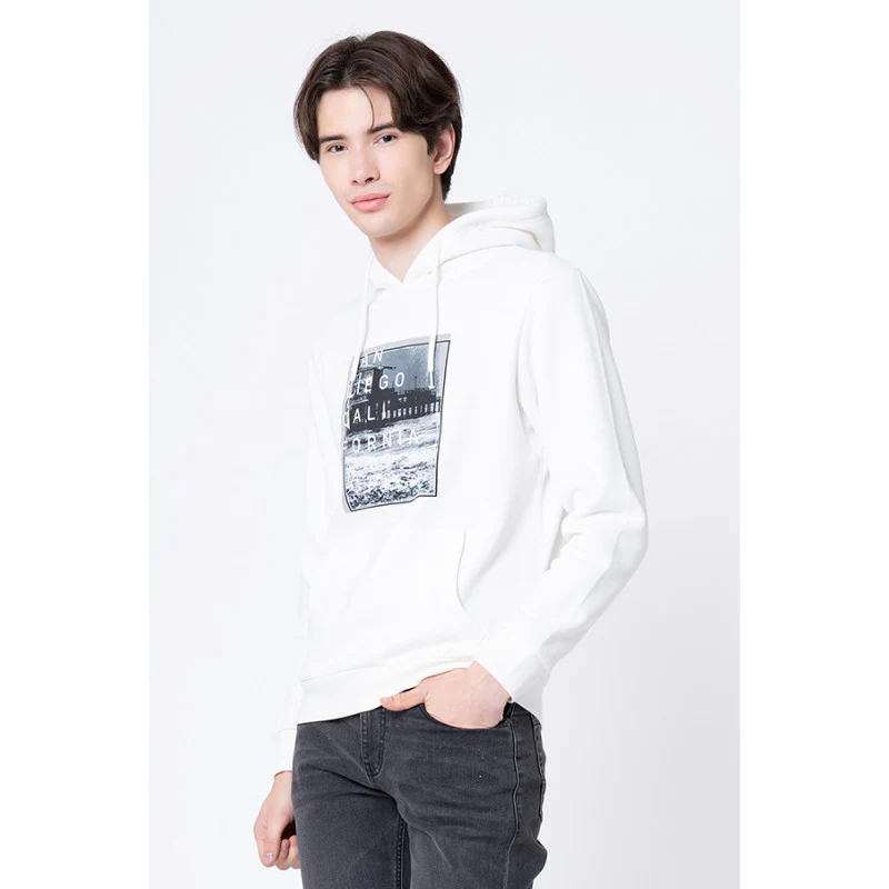 Men's Off White Graphic Print Hoodie - Image 2