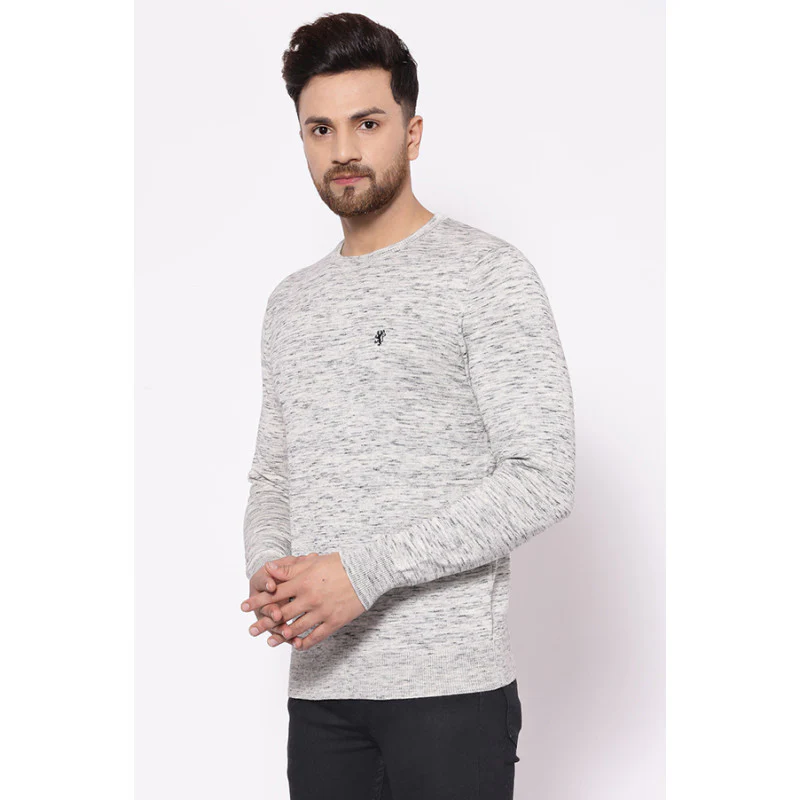 Men's Off White Melange Sweater - Image 2