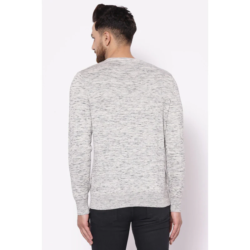 Men's Off White Melange Sweater - Image 3