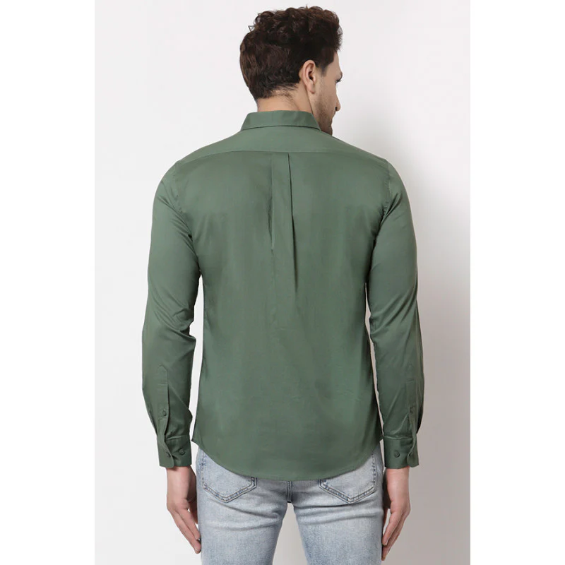 Men's Olive Solid Shirt - Image 3