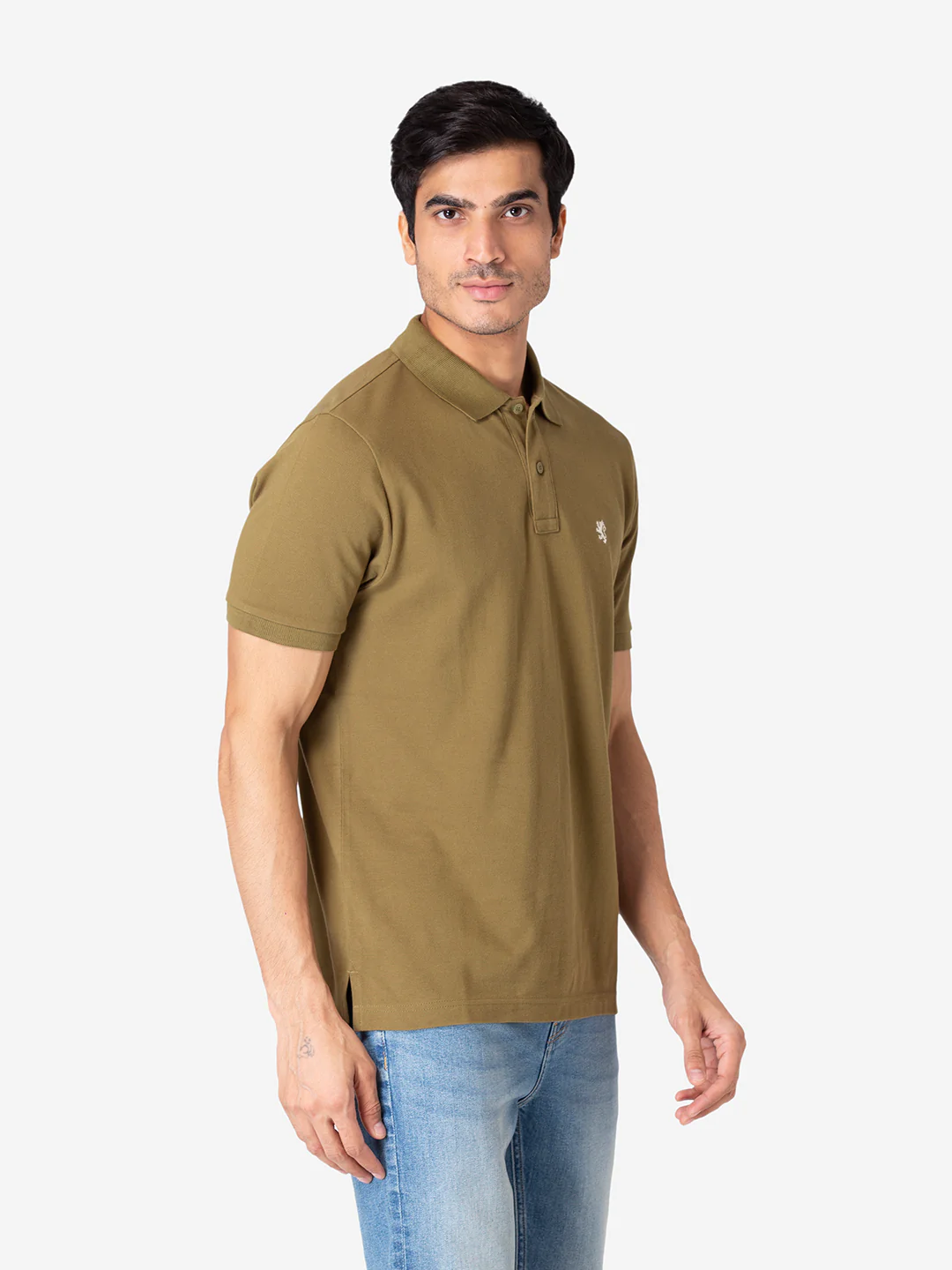 Men's Olive Half Sleeve T-Shirt - Image 3
