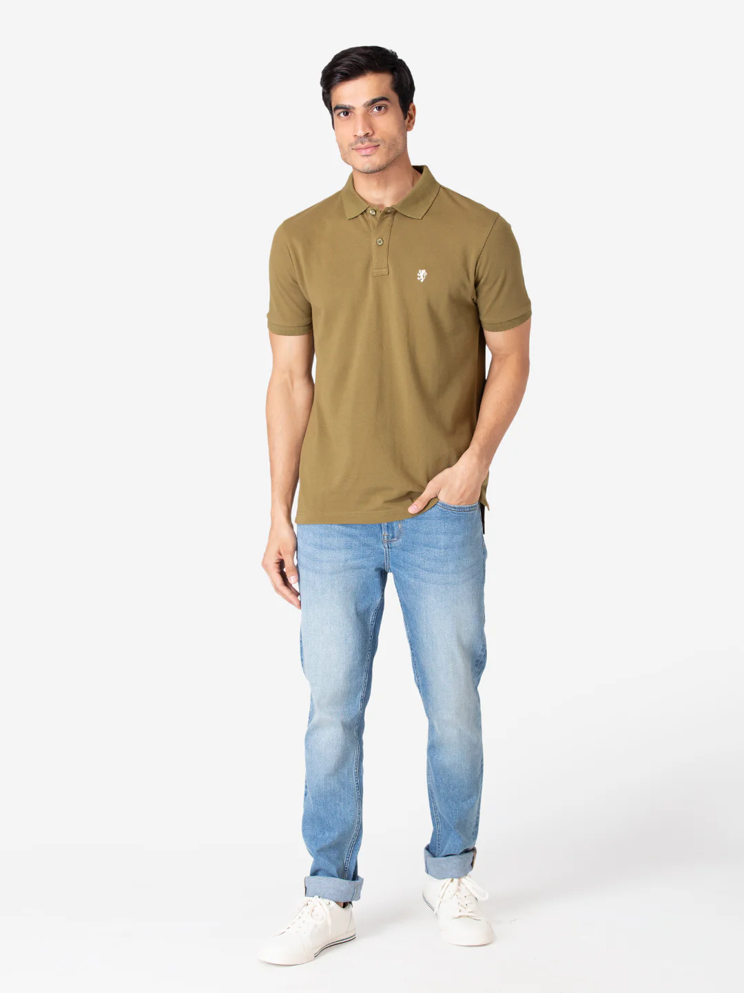 Men's Olive Half Sleeve T-Shirt - Image 5