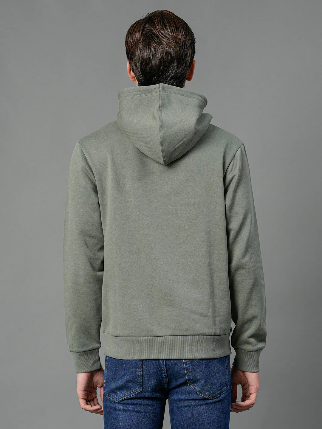Men's Olive Solid Hoodie - Image 4