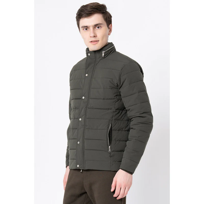 Men's Olive Solid Jacket - Image 2