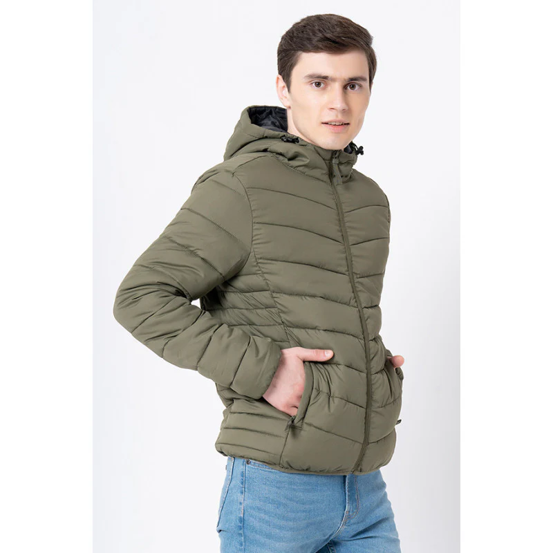 Men's Olive Solid Jacket - Image 2