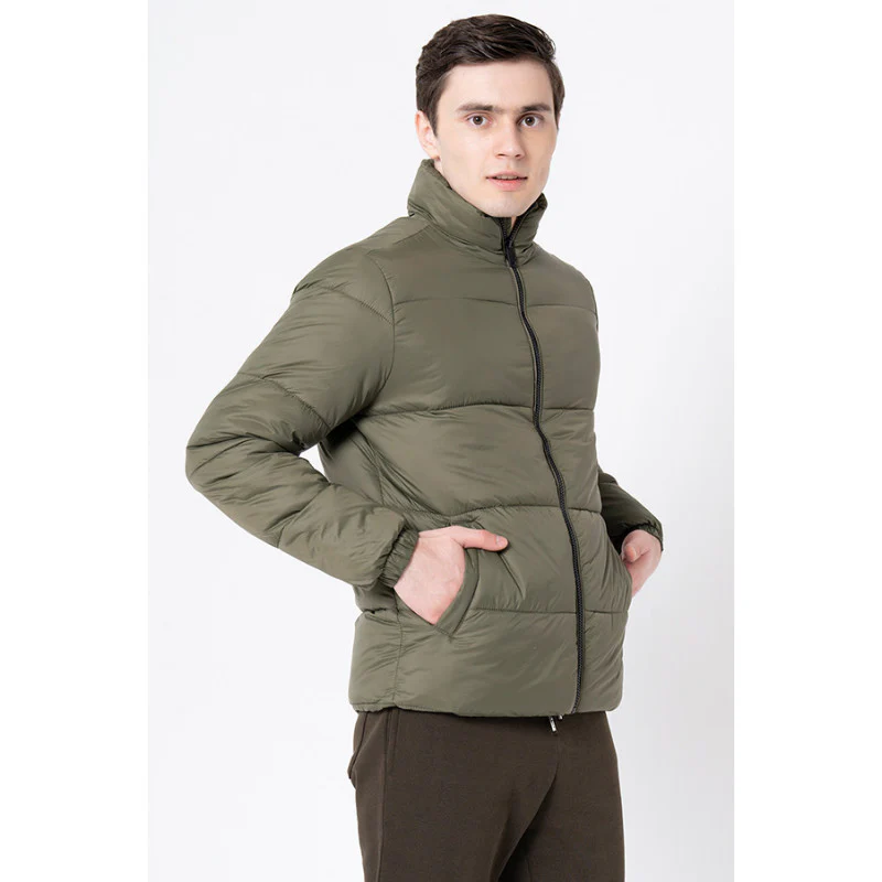 Men's Olive Solid Jacket - Image 2