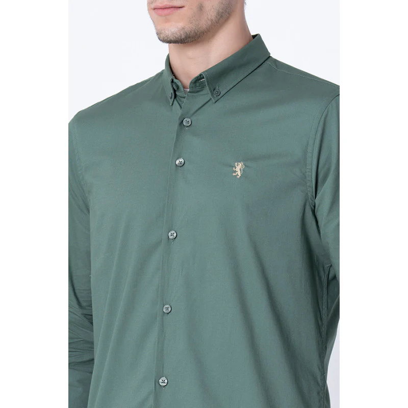 Men Olive Solid Shirts - Image 4