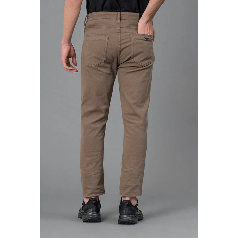 Men's Olive Solid Washed Cotton Spandex Skinny Jeans - Image 3