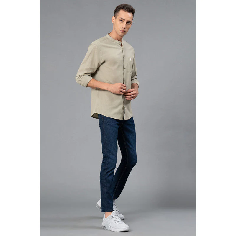 Men's Pale Green Color Cotton Linen Shirt - Image 5