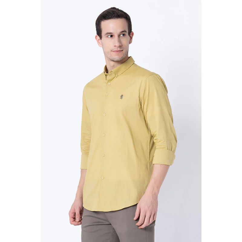 Men's Pale Yellow Solid Shirts - Image 2