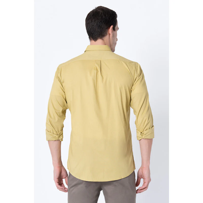 Men's Pale Yellow Solid Shirts - Image 3