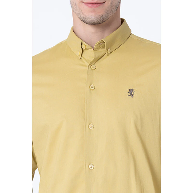 Men's Pale Yellow Solid Shirts - Image 4
