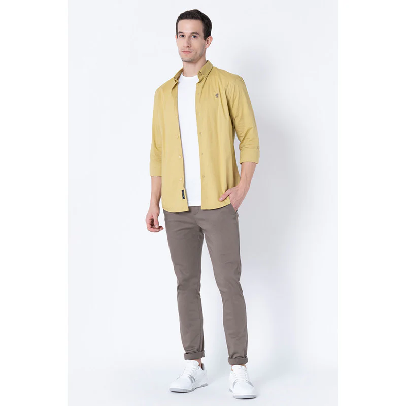 Men's Pale Yellow Solid Shirts - Image 5