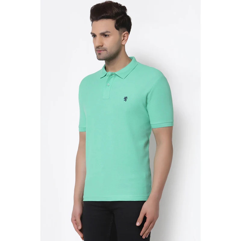 Men Parrot Green CollaRed T-Shirt - Image 2