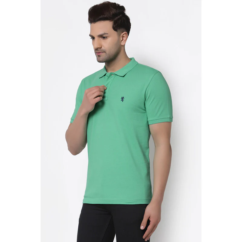 Men Parrot Green Polo Neck T-Shirt - Image 2