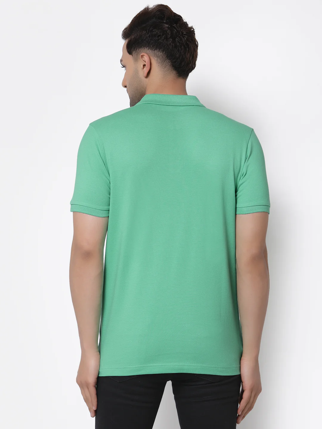Men Parrot Green Polo Neck T-Shirt - Image 3