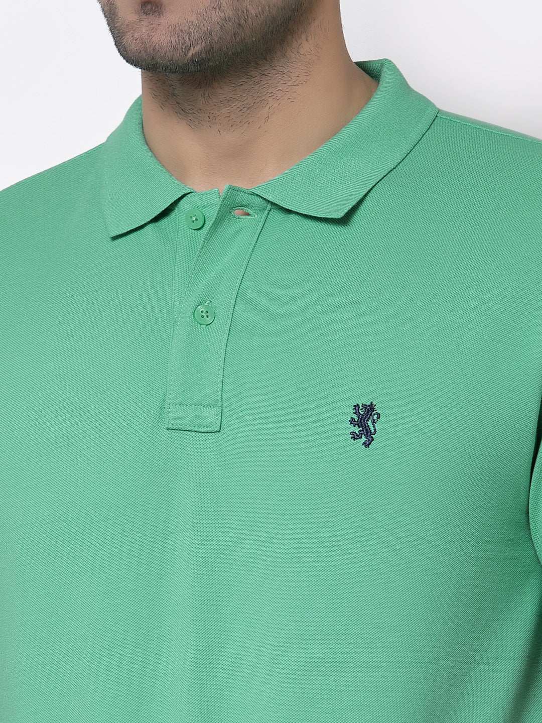 Men Parrot Green Polo Neck T-Shirt - Image 4