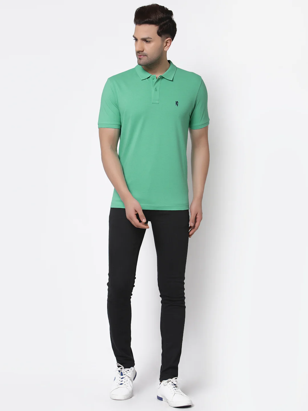 Men Parrot Green Polo Neck T-Shirt - Image 5