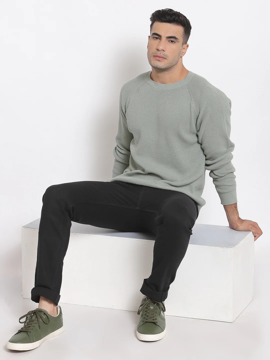 Men's Pastel Green Sweater - Image 4