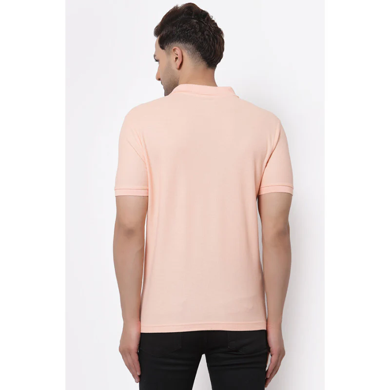 Men Peach Collared T-Shirt - Image 3