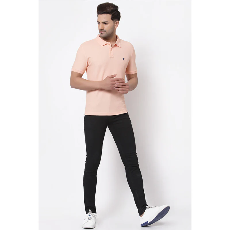 Men Peach Collared T-Shirt - Image 4