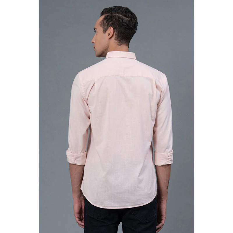 Men's Peach color Cotton Shirt - Image 3