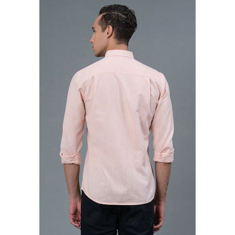 Men's Peach color Cotton Shirt - Image 3