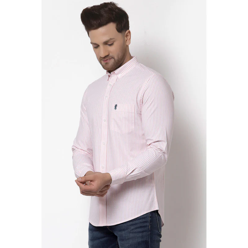 Men Peach Striped Shirt - Image 2