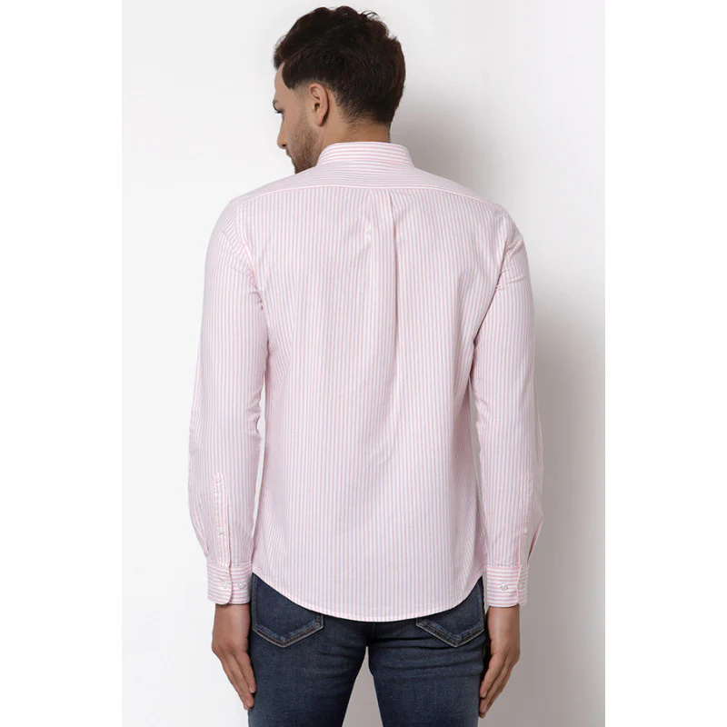 Men Peach Striped Shirt - Image 3