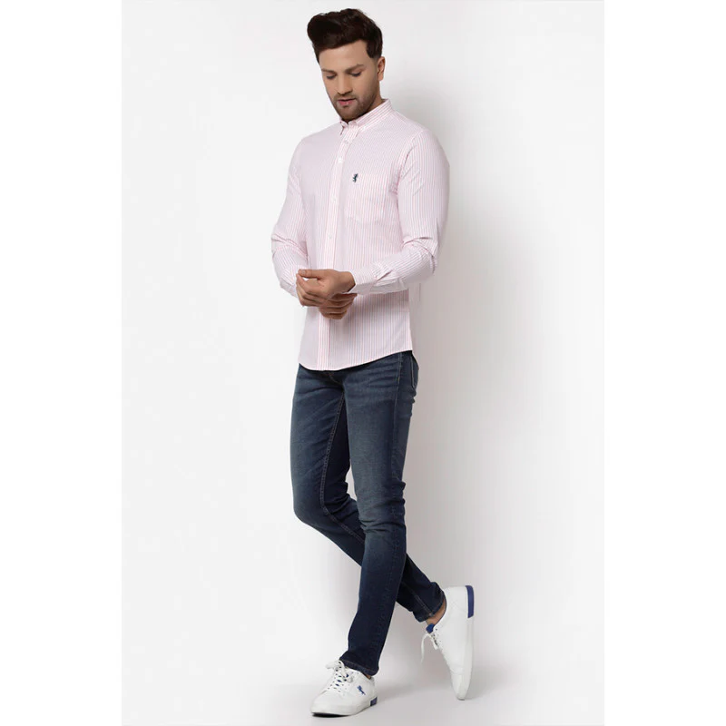 Men Peach Striped Shirt - Image 4