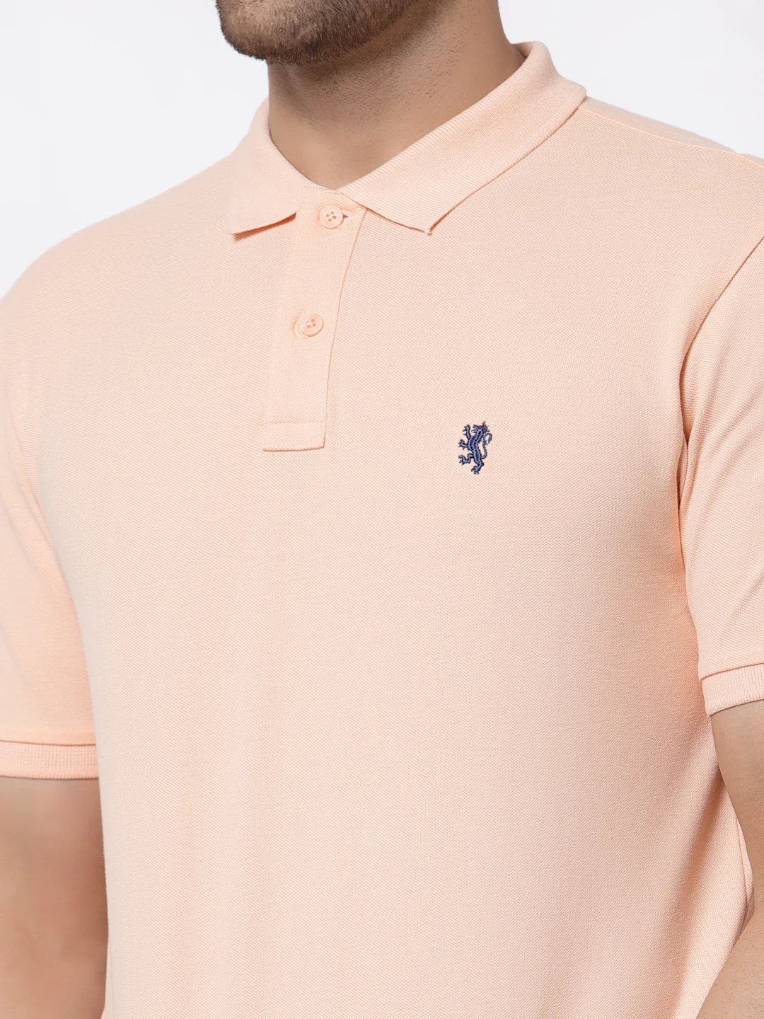 Men's Peach Polo Neck T-Shirt - Image 2